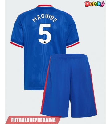 Lacne Dětský Futbalové dres Manchester United Harry Maguire #5 2026-27 Krátky Rukáv - Preč (+ trenírky)